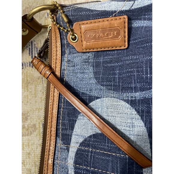 Vintage Y2K Coach Denim Blue 
Signature “C” Print Hobo Bag with Brass Hardware - Picture 2 of 7